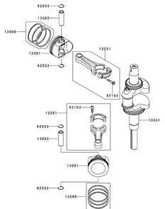 Kawasaki Fx1000-S09 Piston And Crankshaft Diagram and Parts List for M72-KW (53BI8CT8050-37HP)(2011 & After) Cub Cadet Lawn Tractor